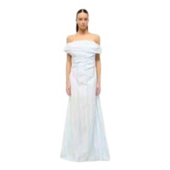 STAUD Lipari Adriatic Stripe Off-Shoulder Maxi Dress Size 6 - Picture 4 of 10